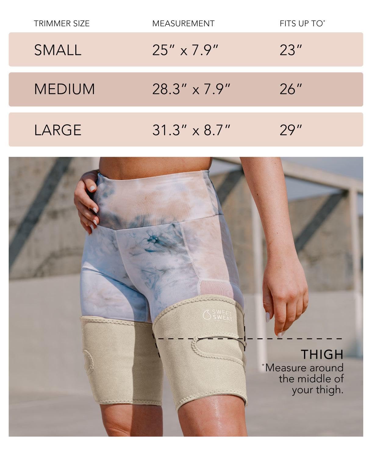 Sports Research Sweet Sweat Toned Thigh Trimmers for Men & Women - Increases Heat & Sweat to the Thighs (Quartz, Large) - Image 4