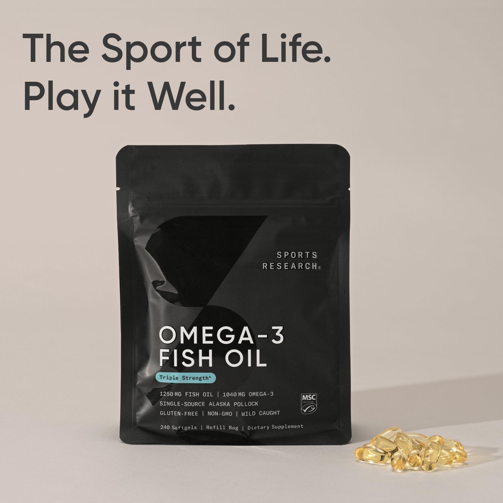 Sports Research Triple Strength Omega 3 Fish Oil - Burpless Fish Oil Supplement w/EPA & DHA Fatty Acids from Wild Alaskan Pollock - Heart, Brain & Immune Support for Men & Women - 1250 mg, 240 ct - Image 7