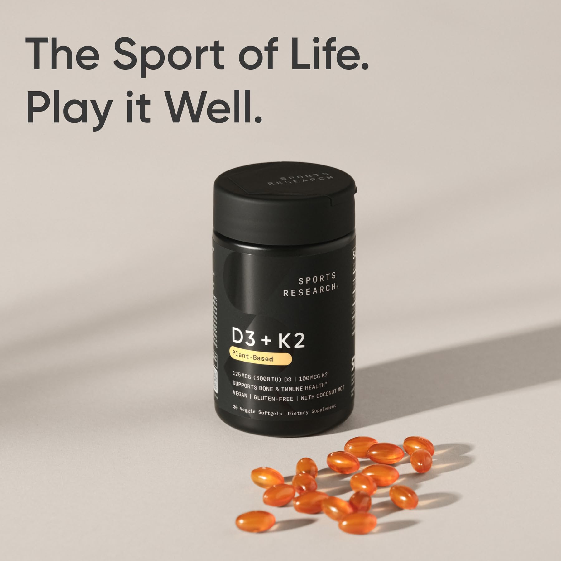 Sports Research® Vitamin D3 + K2 with 10,000iu of Plant-Based D3 & 100mcg of Vitamin K2 as MK-7 | Non-GMO Verified & Vegan Certified 60ct - Image 7