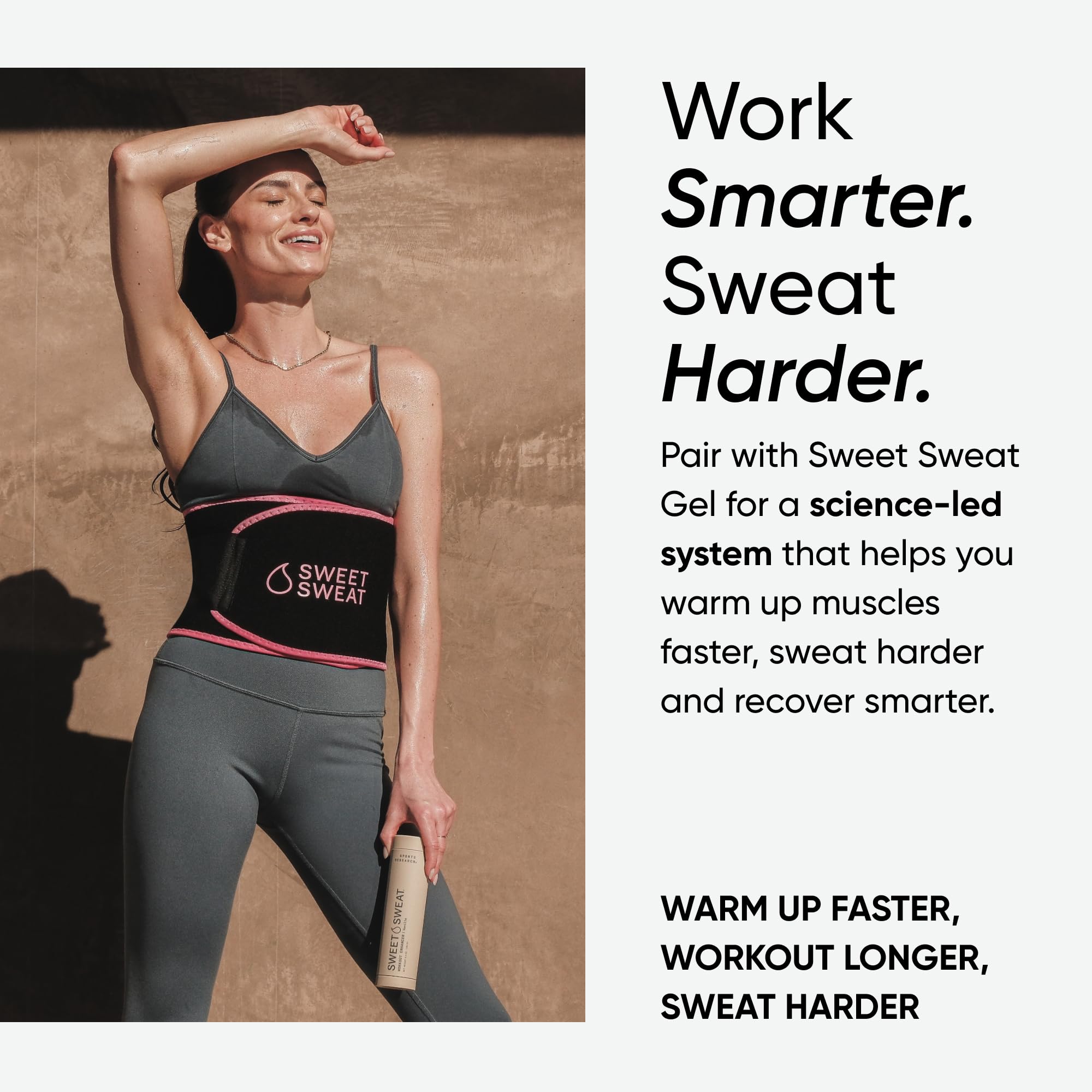 Sports Research Waist Trimmer Pack - Sweet Sweat Waist Trimmer (Black/Pink, Large) + Unscented 'Workout Enhancer' Gel 13.5oz Jar - Image 3