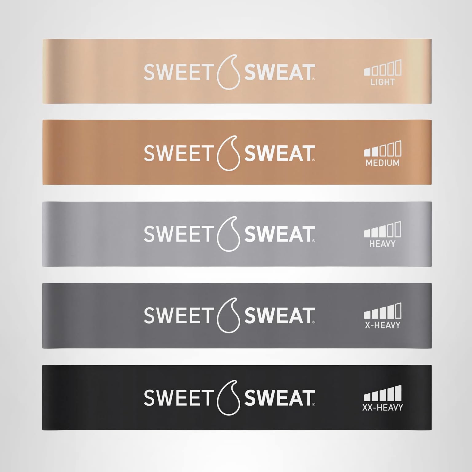 Sweet Sweat Mini Loop Resistance Bands - Set of 5 | Exercise Hip Booty Bands for Squats, Lunges, Physical Therapy, Yoga, Pilates, Rehab and Home Workout | Non-Latex Elastic Bands Includes Carry-Bag - Image 7